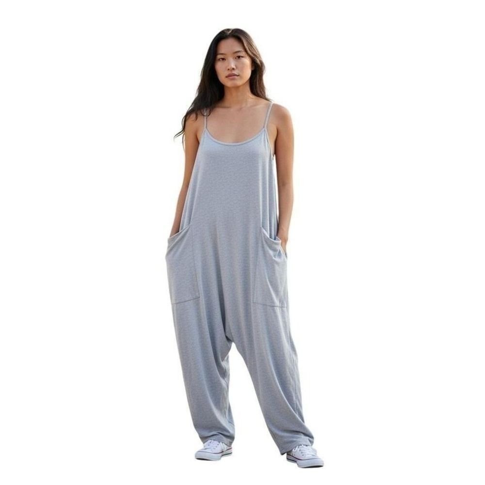 Free People Movement Hot Shot Onesie Heather Gray Relaxed Jumpsuit Womens Medium - Picture 5 of 12